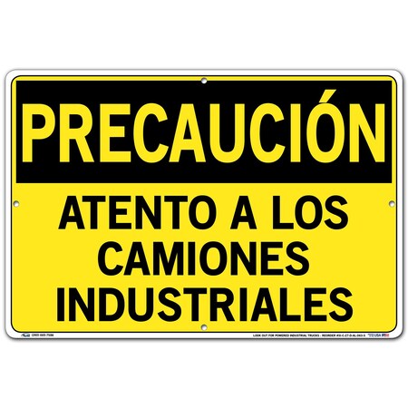 Vestil Aluminum Sign, 12-1/2" Height, 18-1/2" Width, Aluminum, Rectangle, Spanish SI-C-27-D-AL-063-S